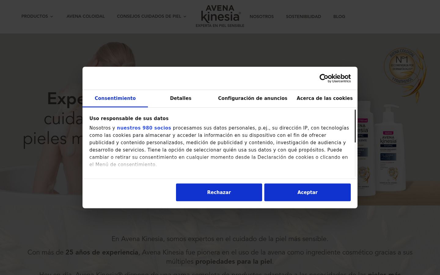 Snímka obrazovky banera súhlasu zobrazeného pred akoukoľvek interakciou