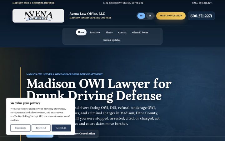 Screenshot of avenalaw.com