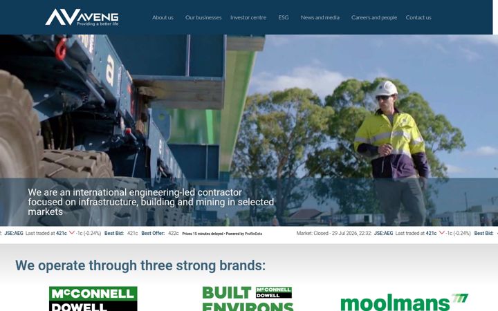 Screenshot of aveng-online.co.za
