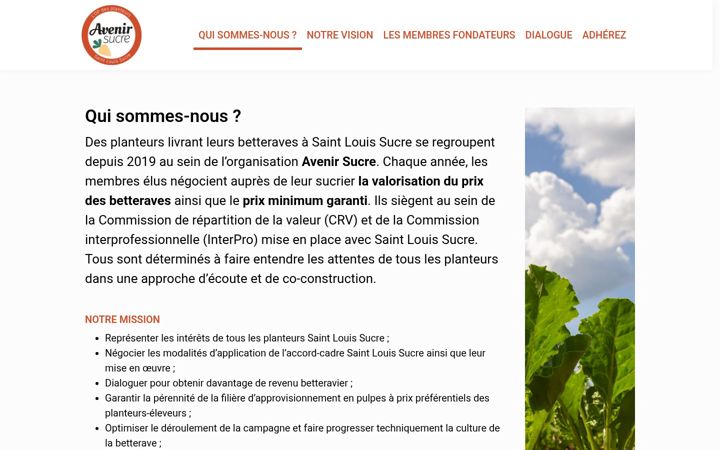 Screenshot of avenirsucre.fr