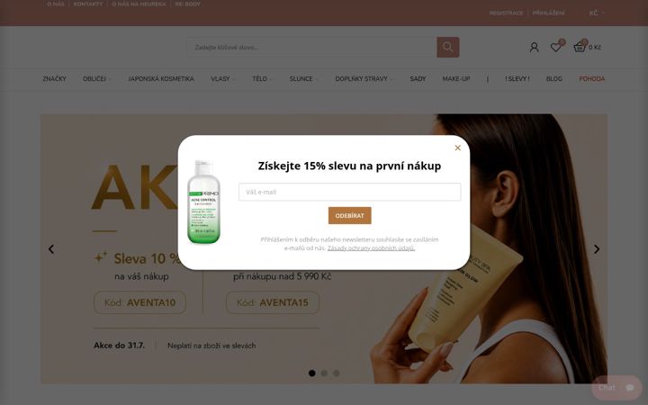 Screenshot ta' aventashop.cz