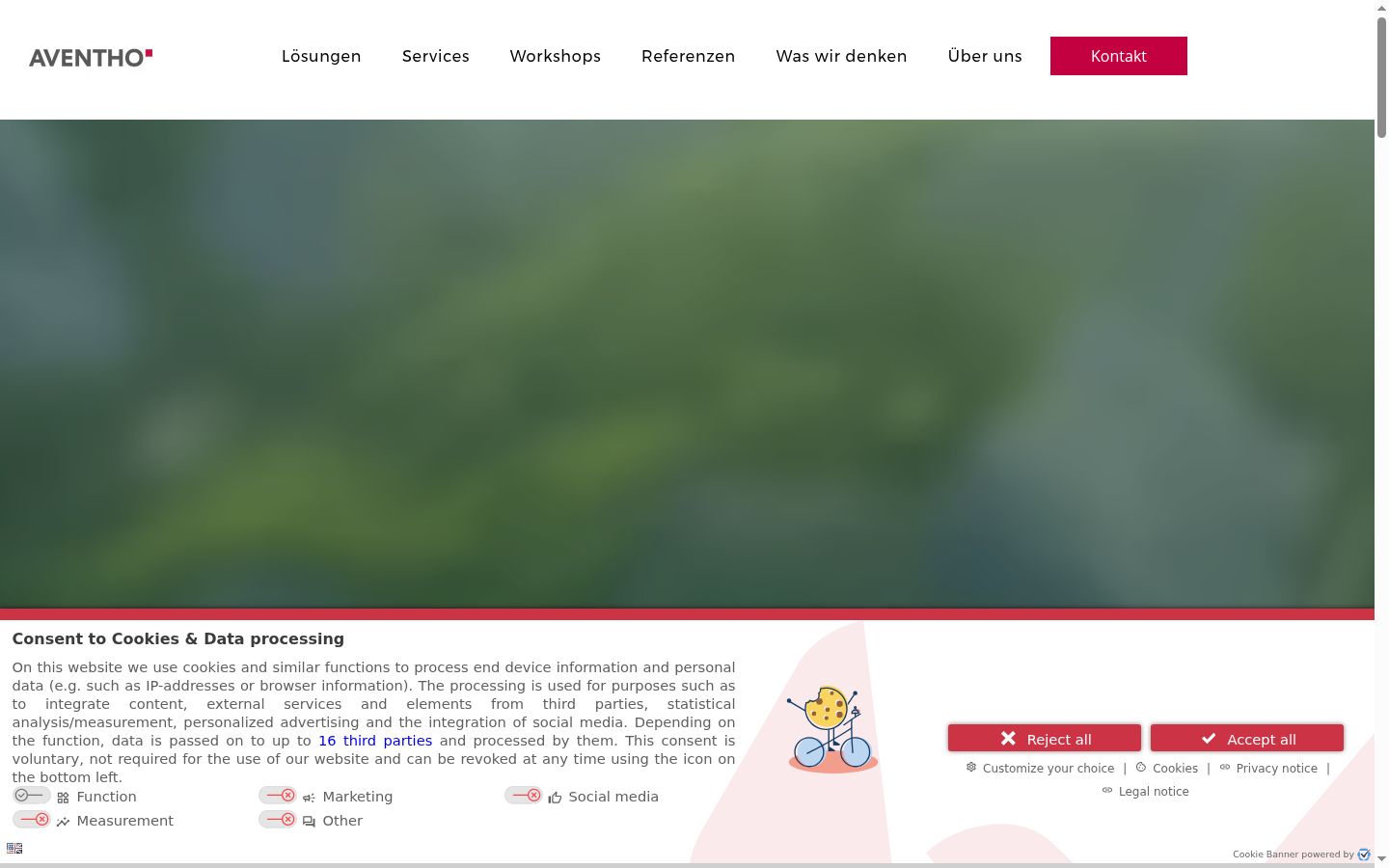 Sutikimo reklamjuostės, rodytos prieš bet kokią sąveiką, ekrano kopija
