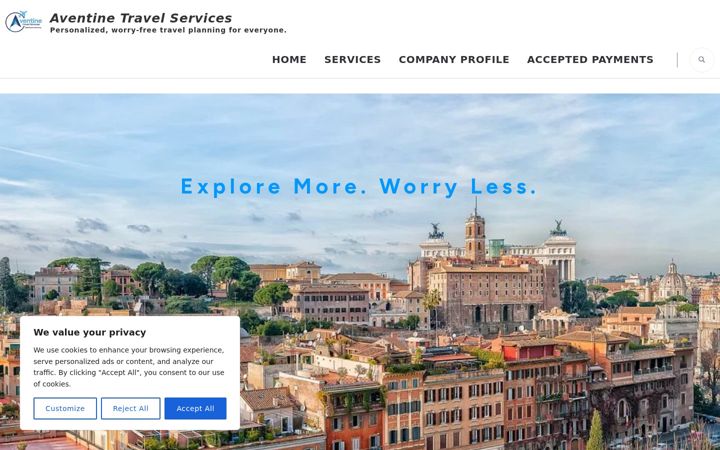 Screenshot of aventinetravels.com