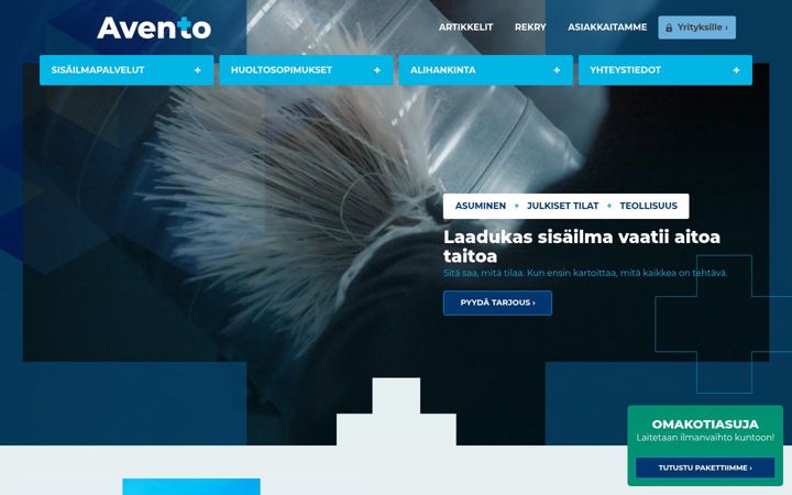 Screenshot of avento.fi