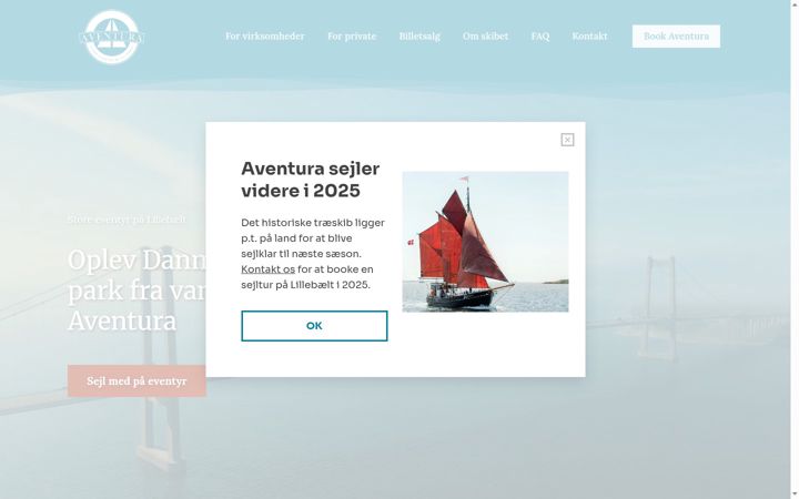 Ekrano kopija aventura-lillebaelt.dk