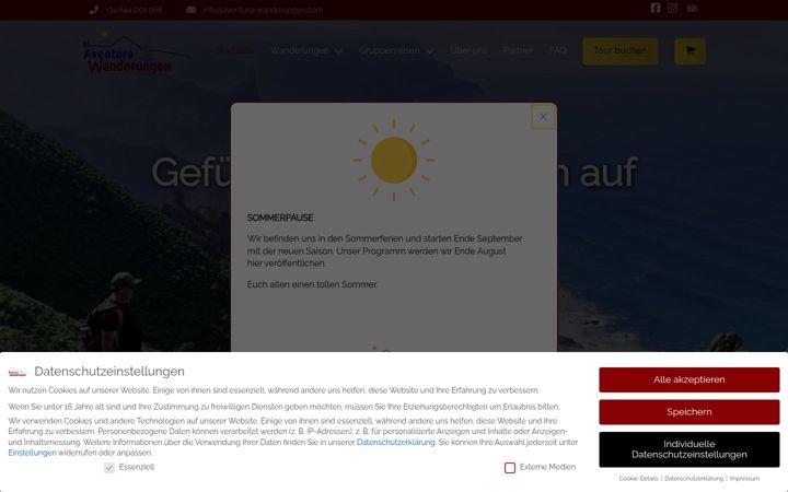 Screenshot of aventura-wanderungen.com