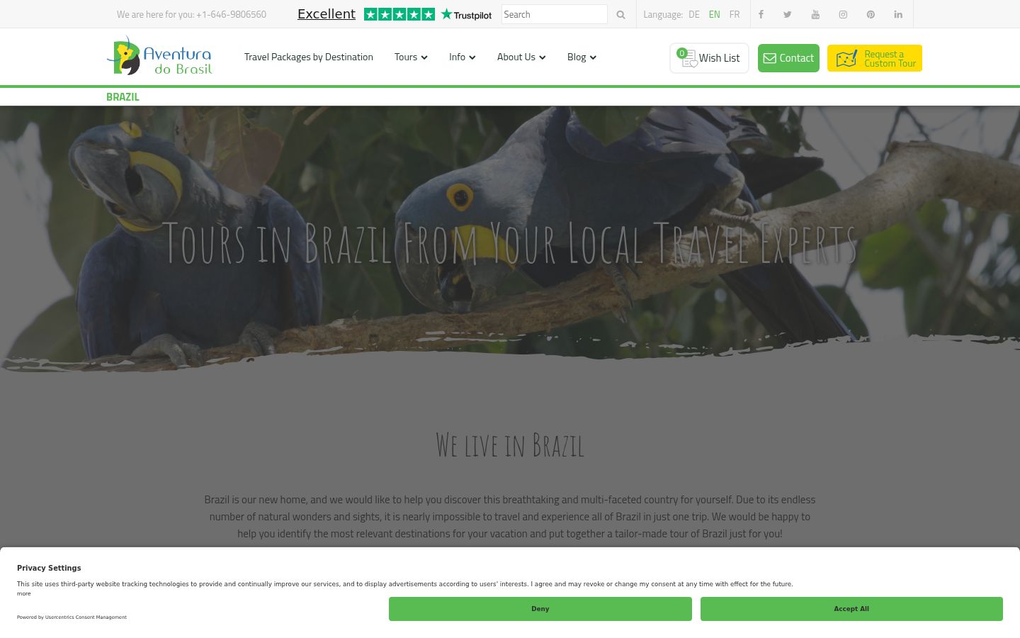 Screenshot of the consent banner shown before any interaction