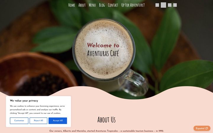 Screenshot of aventurascafe.com