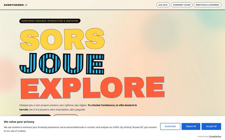Screenshot of aventuriers.ch