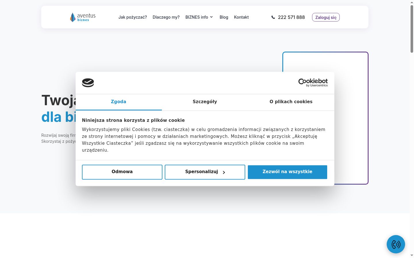 Screenshot of the consent banner shown before any interaction