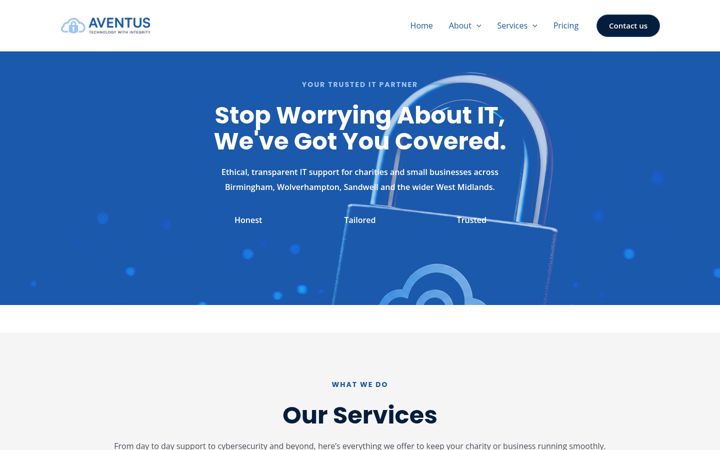 Captura de ecrã de aventusitsolutions.co.uk