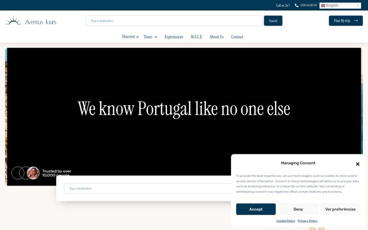 Screenshot of aventustours.com