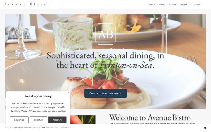 Screenshot of avenuebistro.co.uk