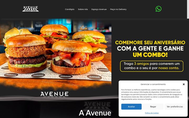 Snimka zaslona za avenueburgershop.com.br