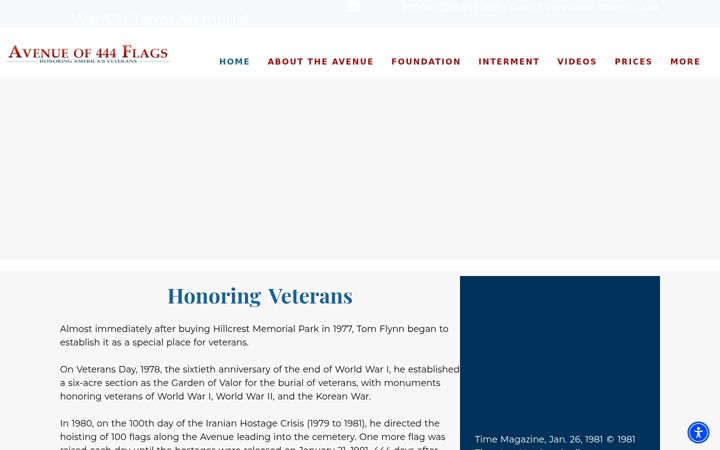 Screenshot of avenueofflags.com