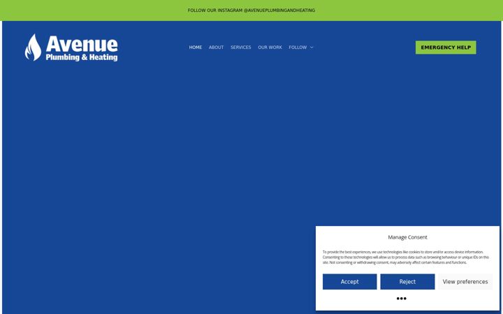 Screenshot of avenueplumbingandheating.co.uk