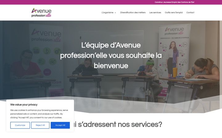 Screenshot of avenueprofession-elle.ca