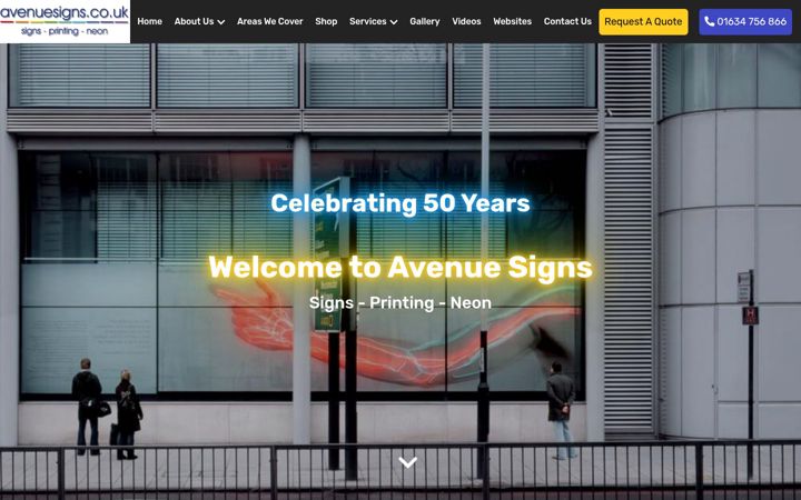 Screenshot ta' avenuesigns.co.uk