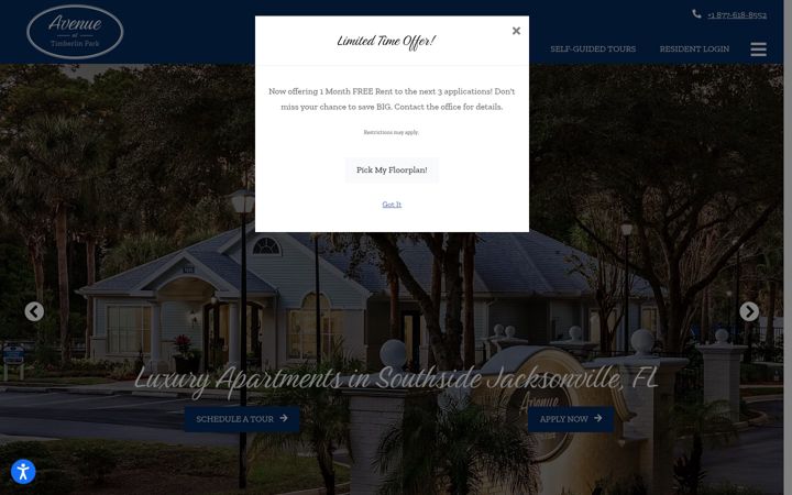 Screenshot of avenuetimberlinpark.com