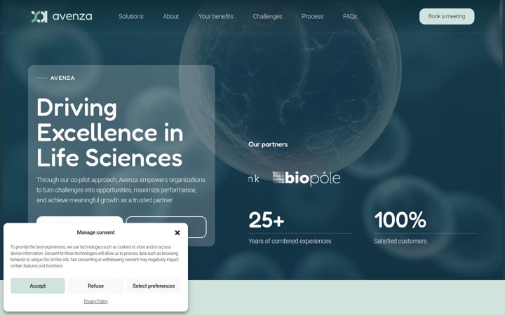 Screenshot of avenzaconsulting.com