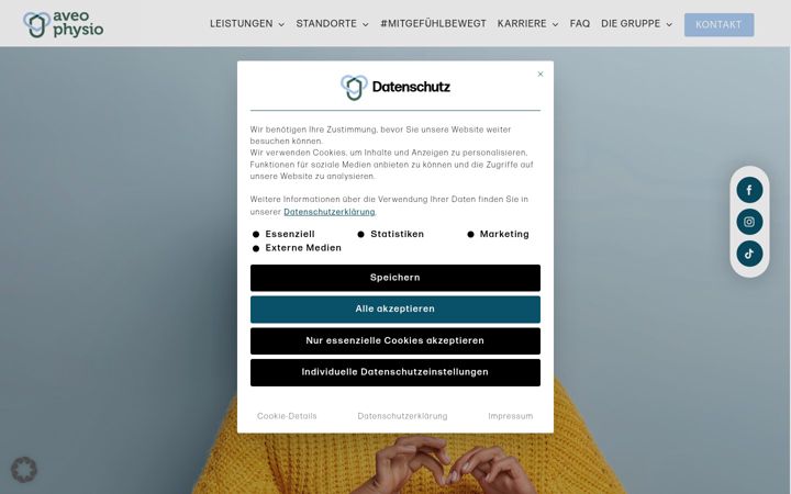 Screenshot of aveo-physio.de
