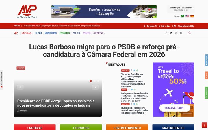 Snimka zaslona za averdadepi.com.br