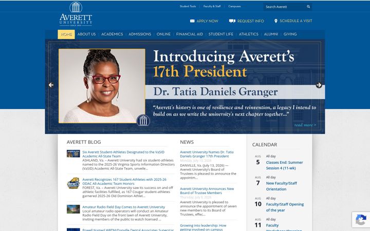 Screenshot of averett.edu