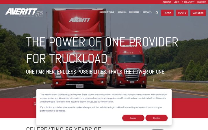 Screenshot of averitt.com