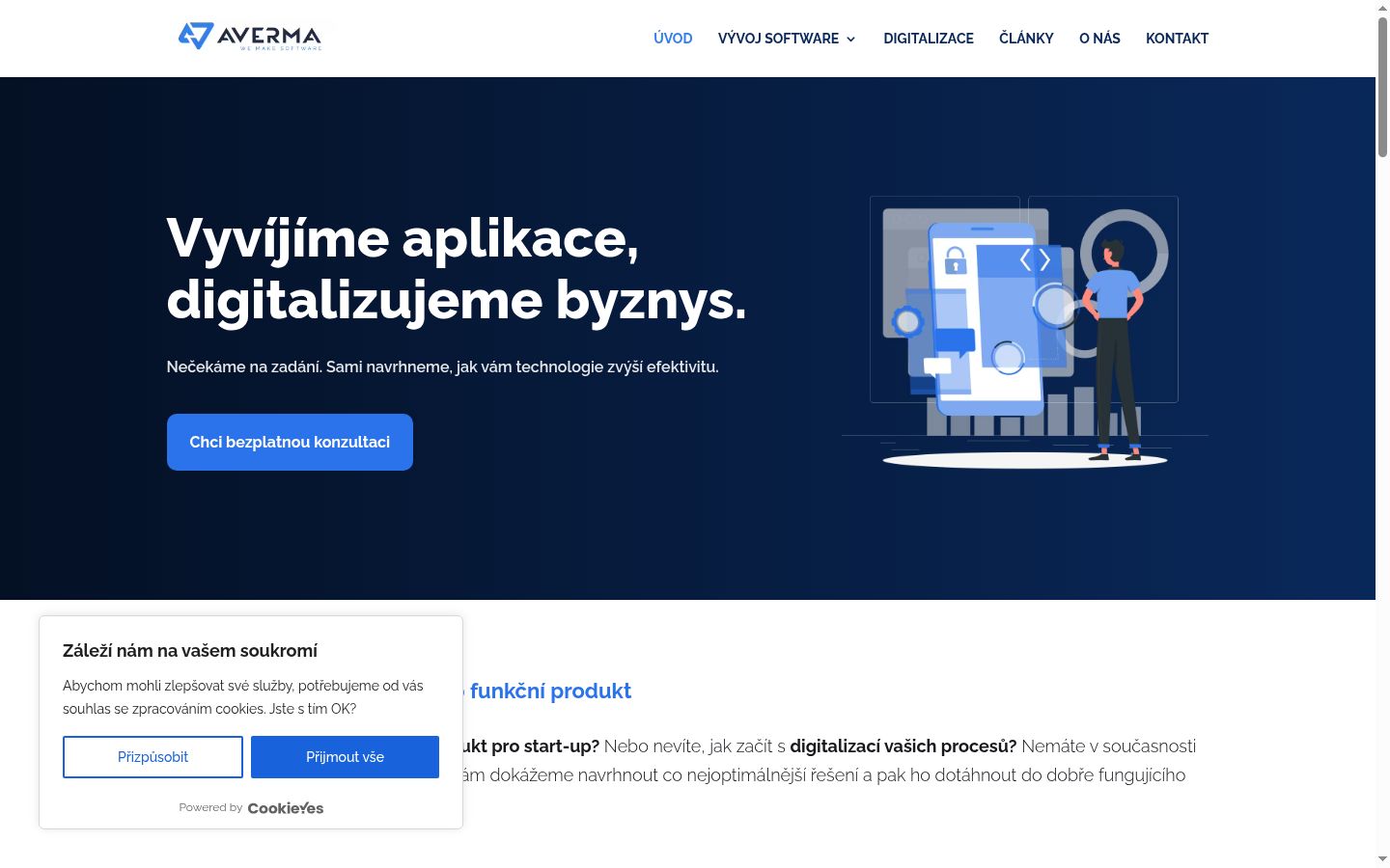 Snímek obrazovky baneru souhlasu zobrazeného před jakoukoli interakcí