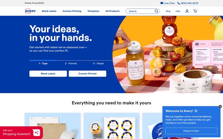 Screenshot di avery.com