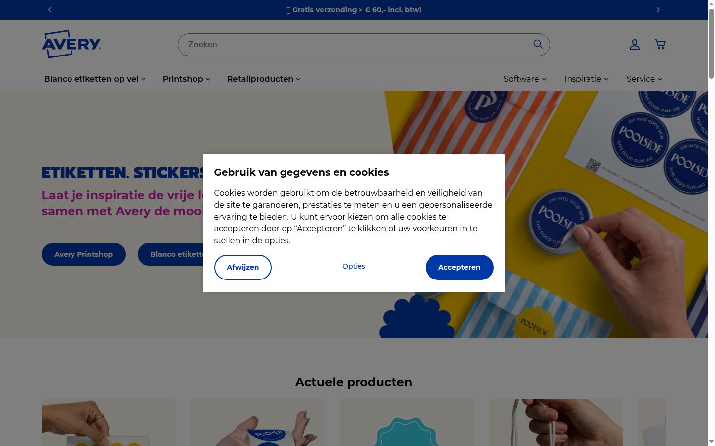 Ekrānuzņēmums ar piekrišanas baneri, kas tika rādīts pirms jebkādas mijiedarbības