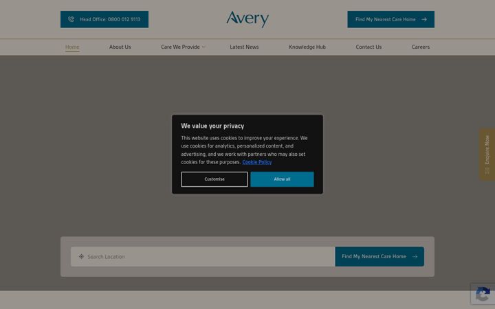 Screenshot of averyhealthcare.co.uk