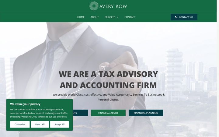 Screenshot of averyrowaccountants.co.uk