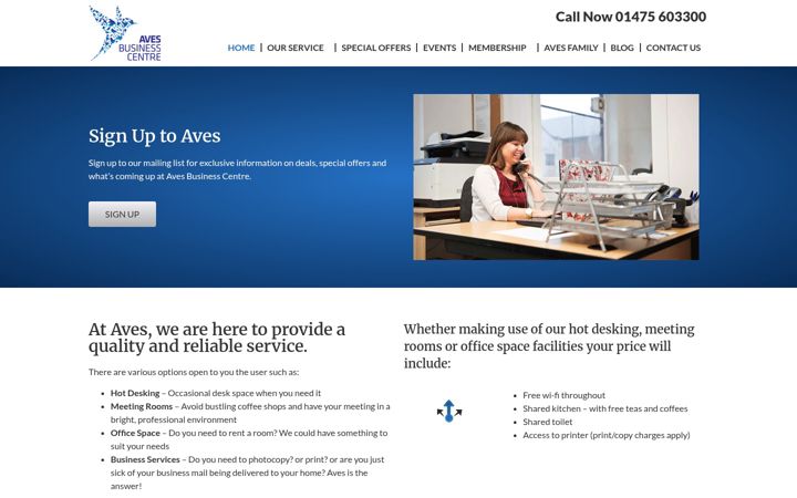 Screenshot of avesbusinesscentre.co.uk