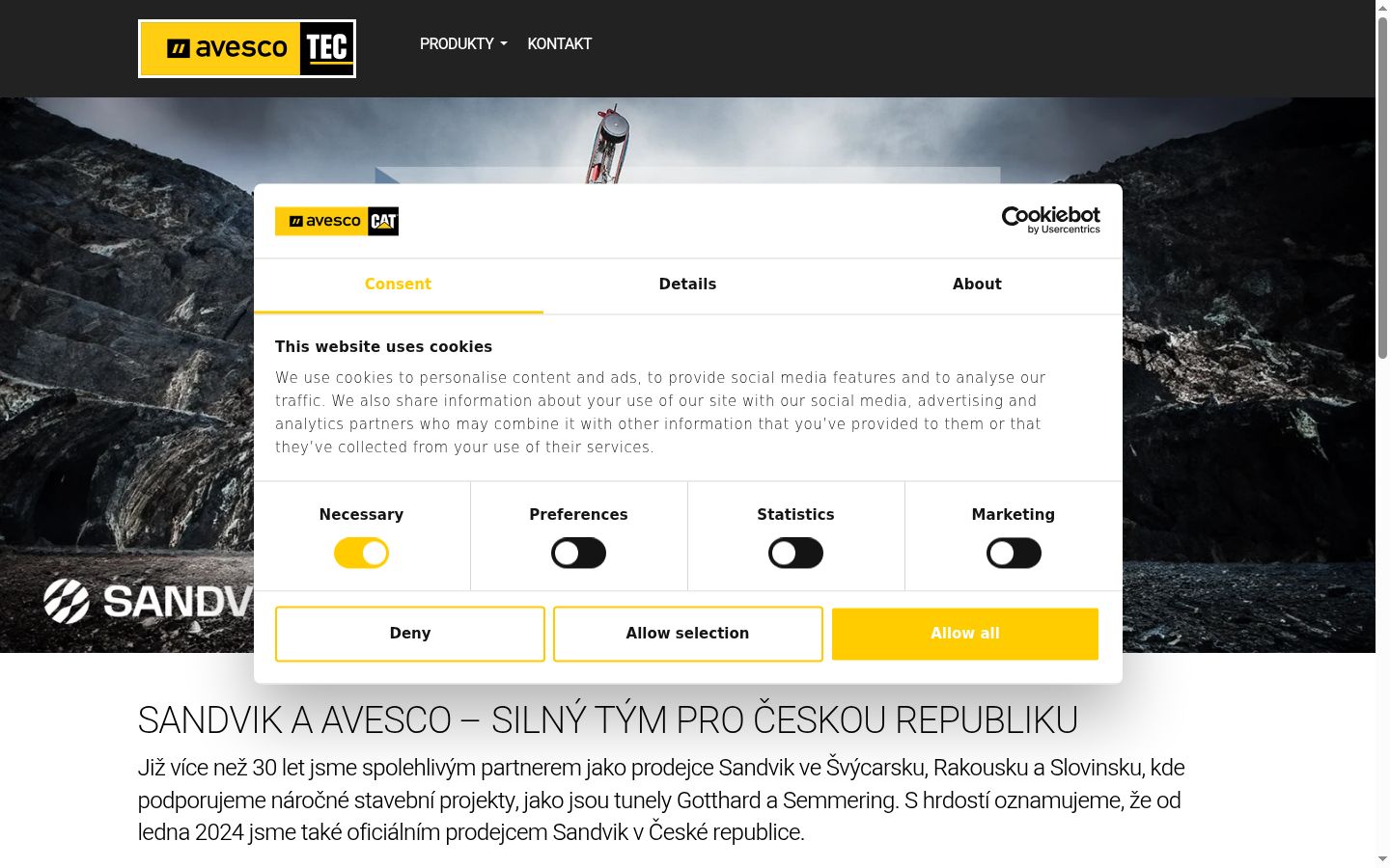 Screenshot of the consent banner shown before any interaction