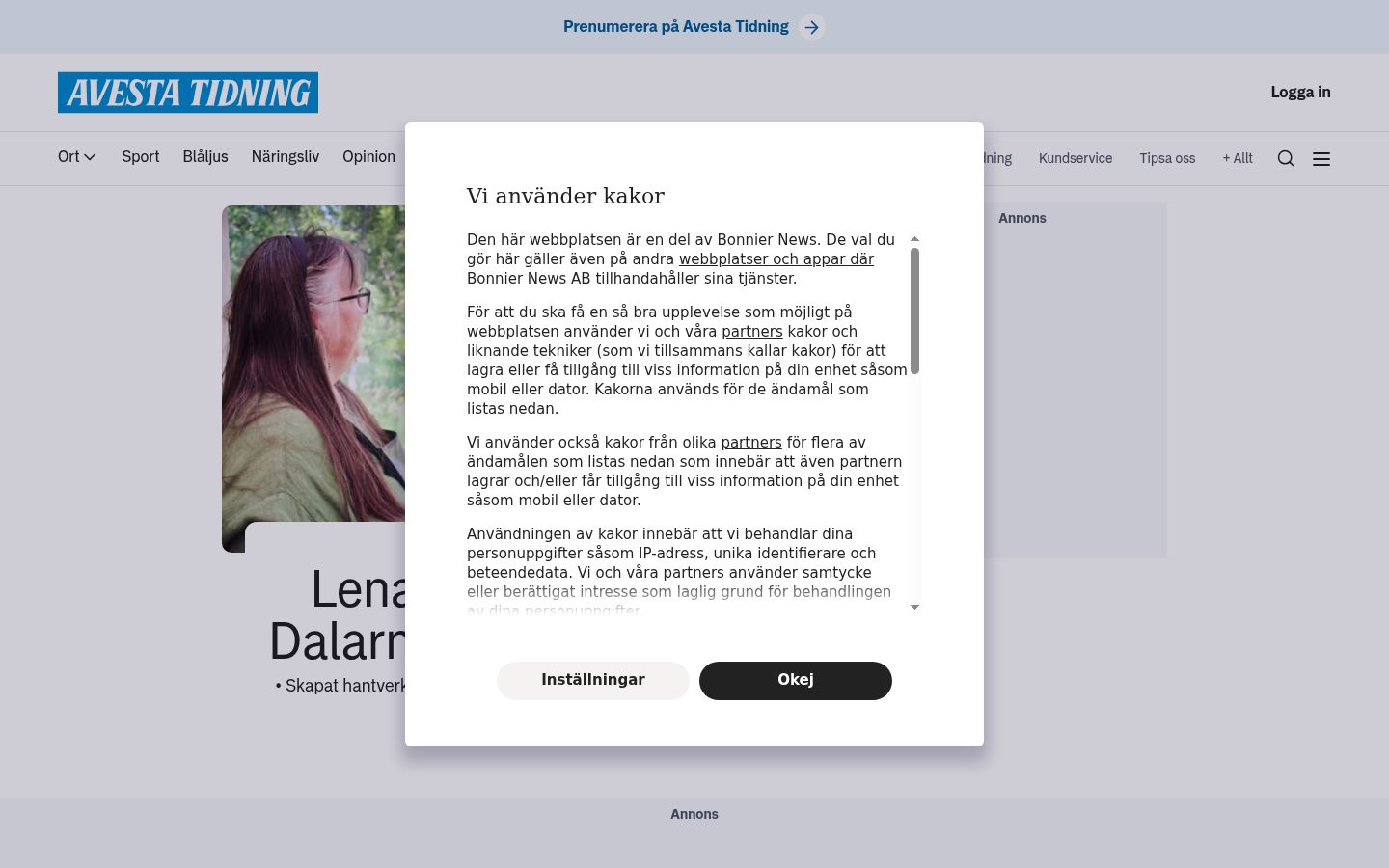 Screenshot tal-banner tal-kunsens muri qabel kwalunkwe interazzjoni