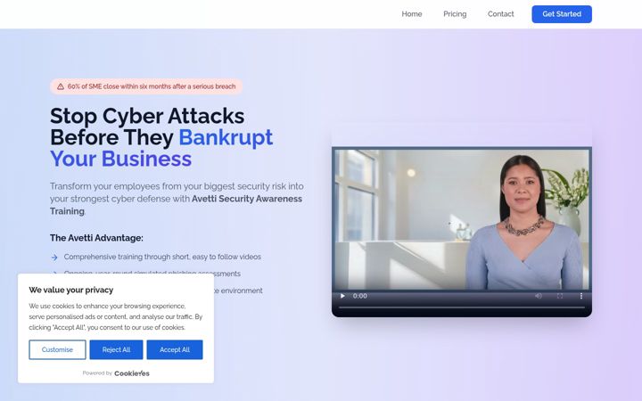 Screenshot of avettisecurity.com