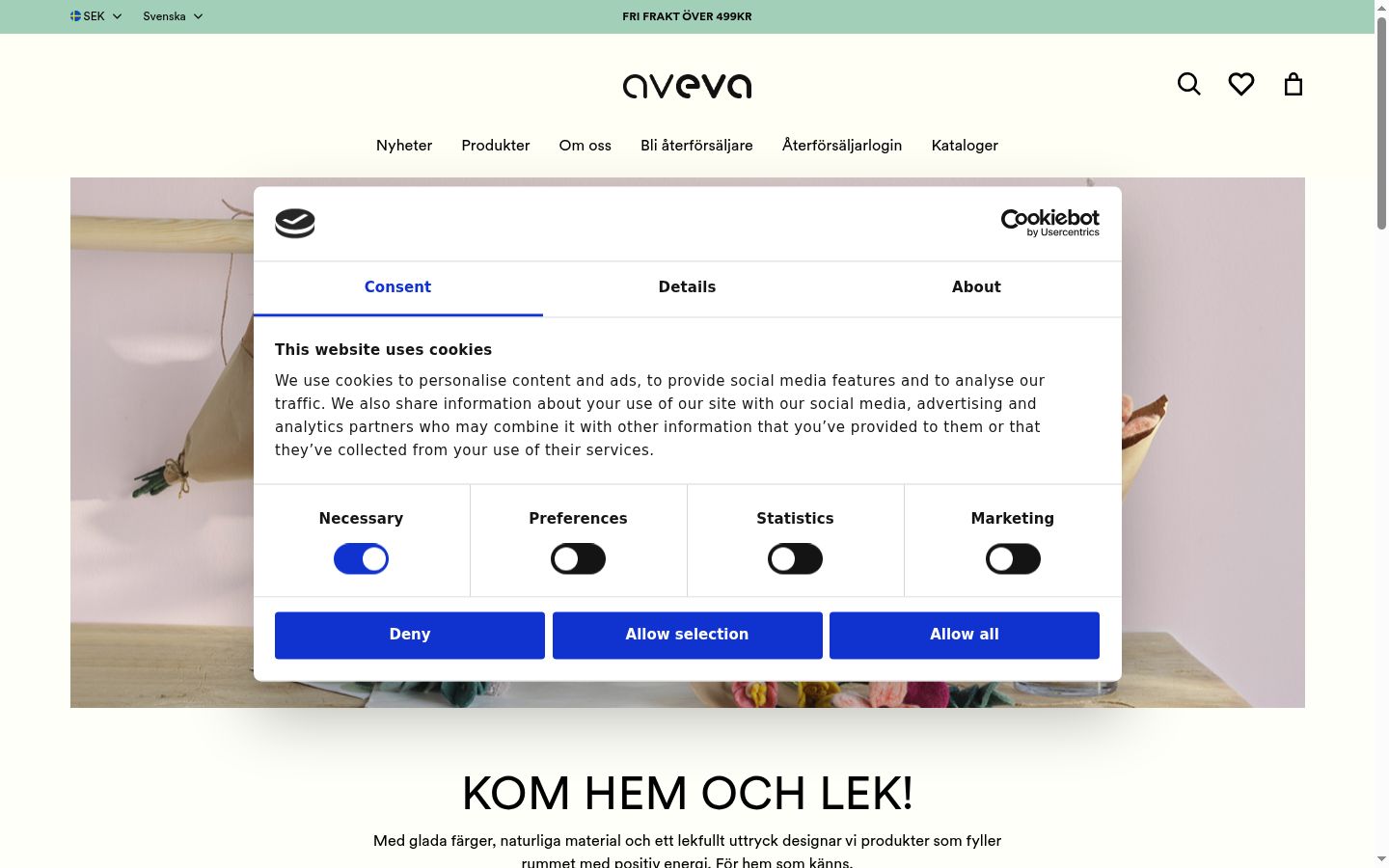 Snímek obrazovky baneru souhlasu zobrazeného před jakoukoli interakcí