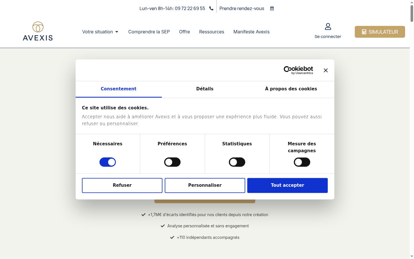 Képernyőkép a bármilyen interakció előtt megjelenő hozzájárulási bannerről