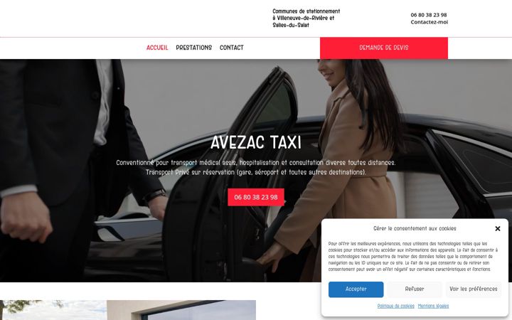 Snimka zaslona za avezactaxi.fr
