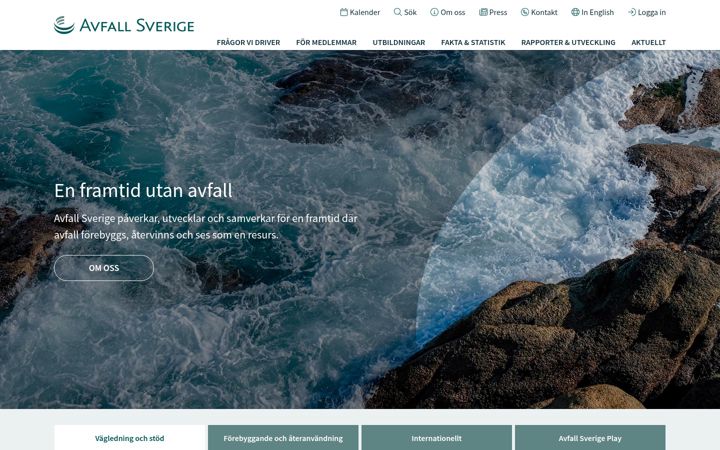 Screenshot of avfallsverige.se