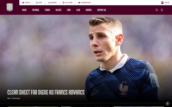 Screenshot von avfc.co.uk