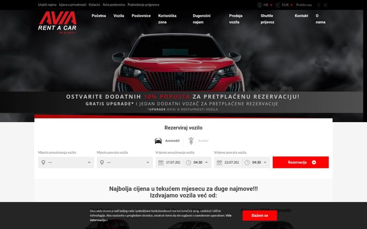 Screenshot του avia-rentacar.hr