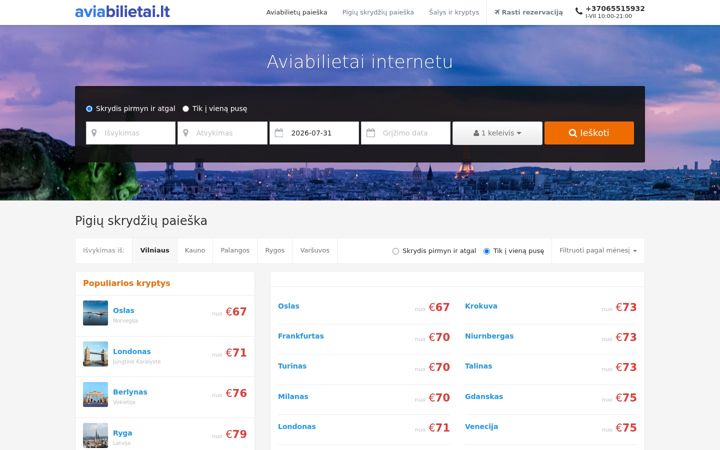 Screenshot of aviabilietai.lt