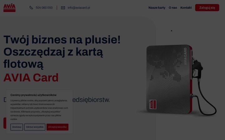 Screenshot stránky aviacard.pl