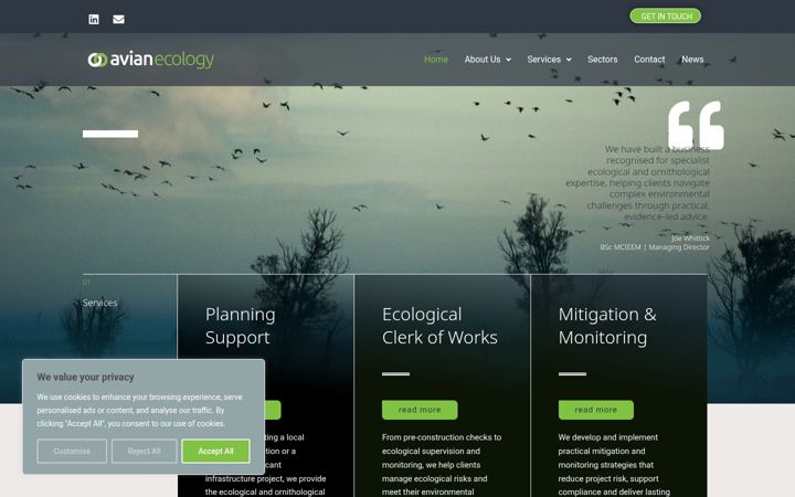 Ekrānuzņēmums no avianecology.co.uk