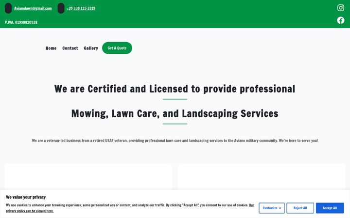 Screenshot of avianolawncare.com