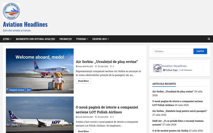 Screenshot of aviation-headlines.ro