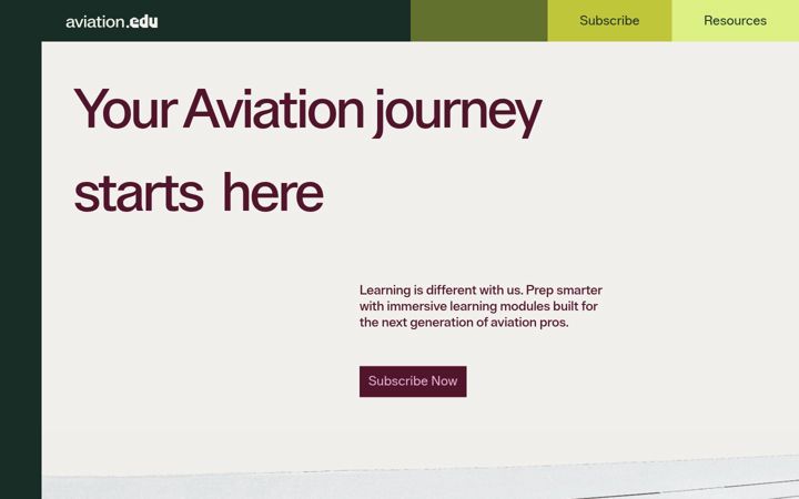 Snímek obrazovky aviation.edu