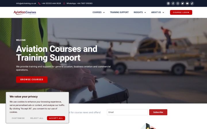 Screenshot of aviationcourses.co.uk